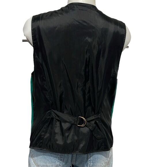 Diane VonFurstenberg vintage color authority green leather front vest Large - Picture 2 of 5